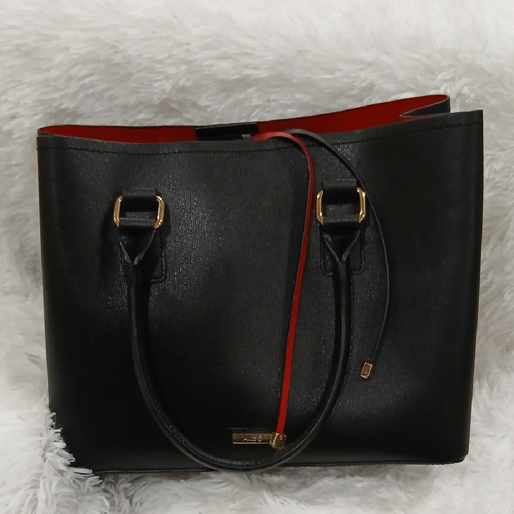 Aldo Elegant Black Tote with Red Accent